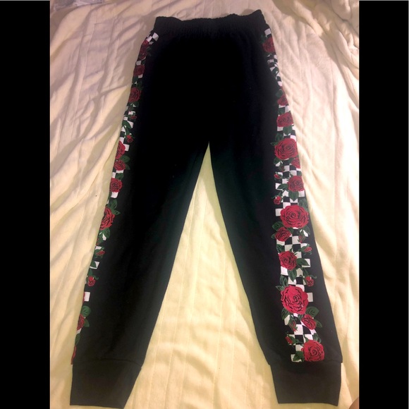 Black, checkered rose pants from 5 below - Picture 1 of 1